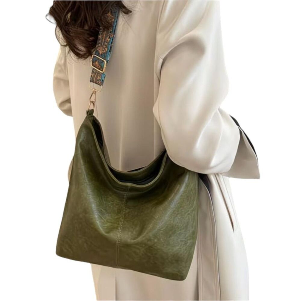 Vegan Leather Shoulder Bag with Guitar Strap - Picture 2 of 5